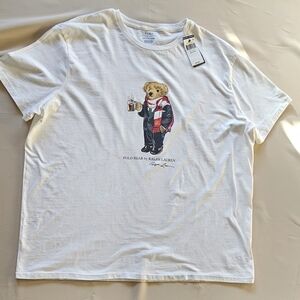 Ralph Lauren White Tee with Polo Bear Graphic